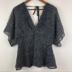 Adelyn Rae size Large Black White Blouse